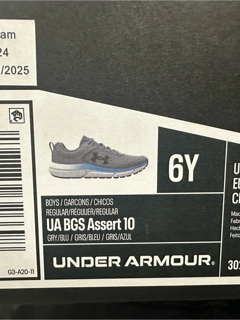 Under Armour Kids Gray & Blue Athletic Sneakers